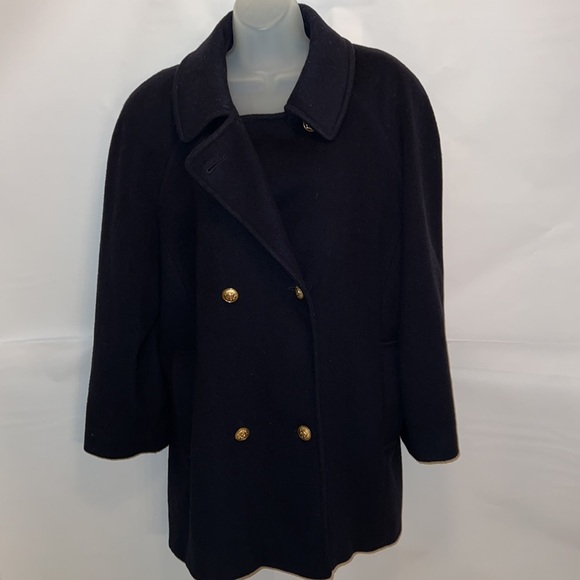 Talbots Vintage Womens Wool Blend NavyBlue Lined Pea Coat Size 8 - Picture 4 of 11
